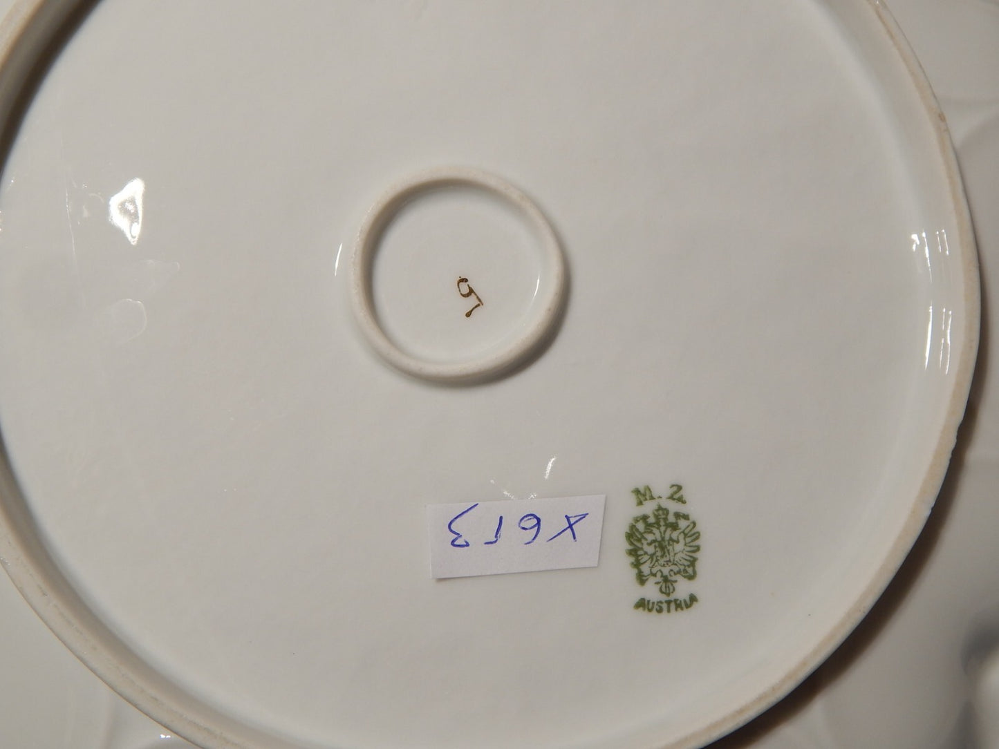 ANTICA ROCAILLE PREZIOSO PIATTO VASSOIO PORCELLANA M Z AUSTRIA FINE 800