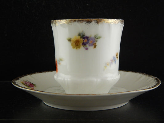 ANTICO SET TAZZA PIATTO PORCELLANA LIMOGES ART NOUVEAU LIBERTY DIPINTA MANO