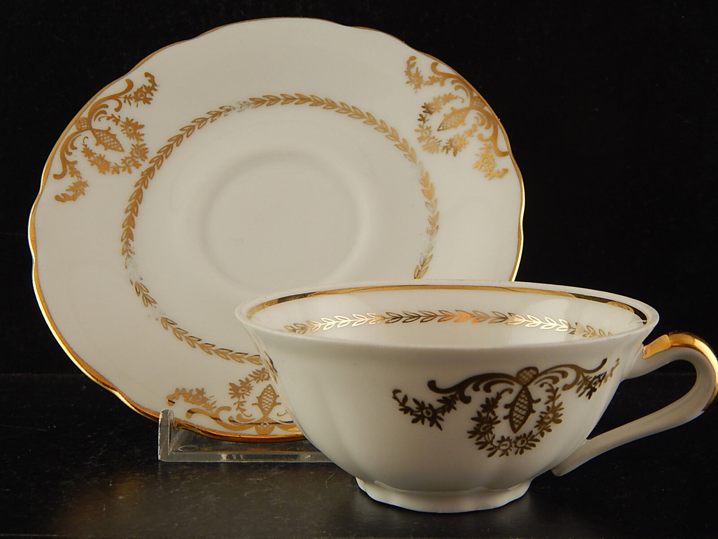 ANTICO SERVIZIO CAFFÈ PORCELLANA BIANCA ORO PORCELAINE COMPAGNIE LUXE NATIONALE