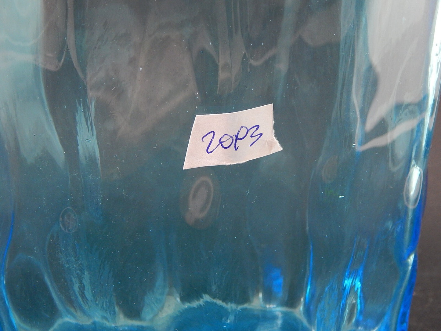 VINTAGE ORIGINALE VASO VETRO SOFFIATO ACQUA MARINA VETRI MURANO AURELIANO TOSO