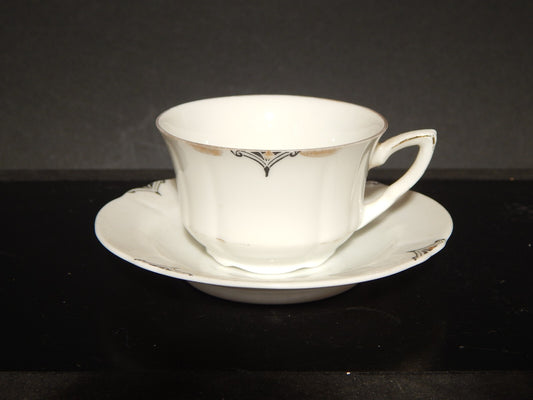 ANTICA TAZZINA CAFFE' PORCELLANA BIANCA E ARGENTO WINTERLING BAVARIA #1287