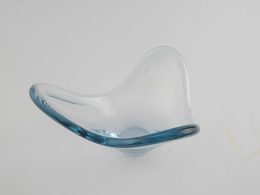 VINTAGE PORTACENERE PORTA CANDELA CRISTALLO HOLMEGAARD CRYSTAL BLUE ASH TRAY