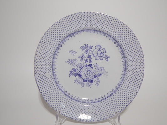 ANTICO PIATTO CERAMICA STAFFORDSHIRE PRIMAVESI DEL 1860 ERMINE BORDER VIOLA