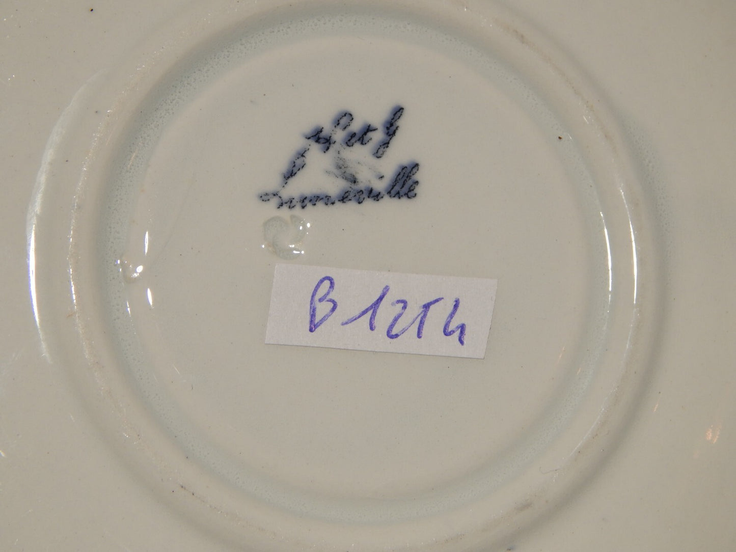 ANTIQUARIATO TAZZA CERAMICA MAIOLICA LUNEVILLE STAMPATA A MANO