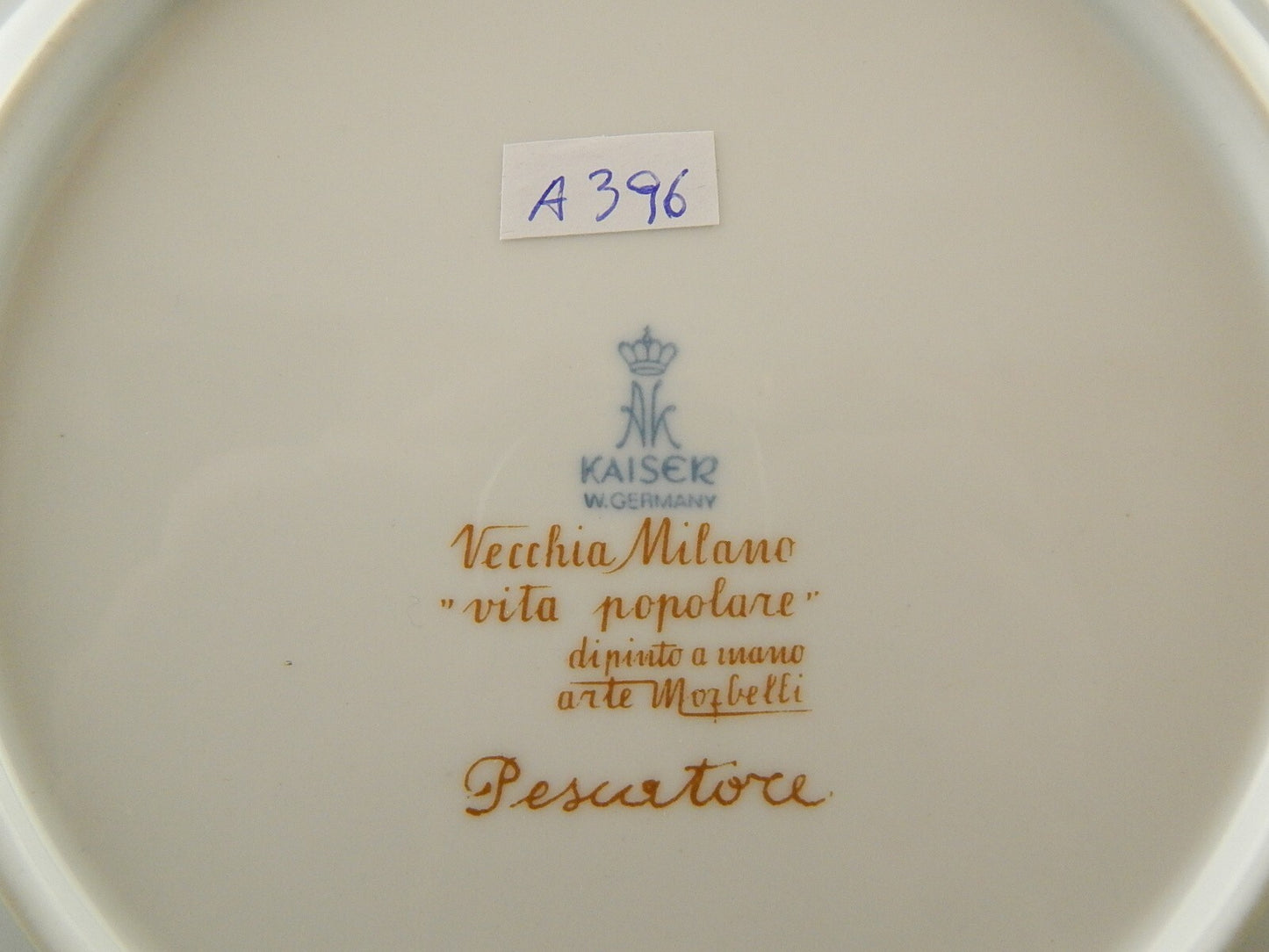 PIATTO PORCELLANA DIPINTO ARTE MORBELLI VECCHIO MILANO VITA POPOLARE PESCATORE