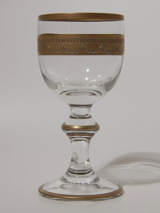 PREZIOSO STILE IMPERO CALICE VETRO SOFFIATO MURANO VENEZIANO DECORO ORO