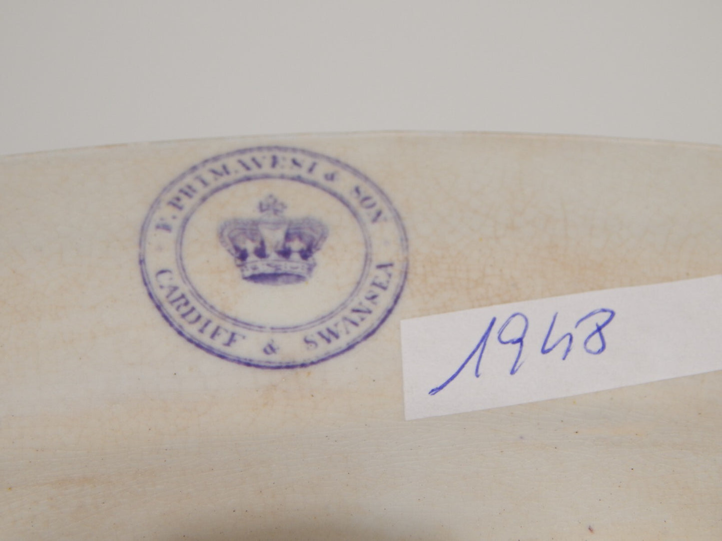 ANTICO VASSOIO CERAMICA STAFFORDSHIRE PRIMAVESI 1860 ERMINE BORDER VIOLA ##