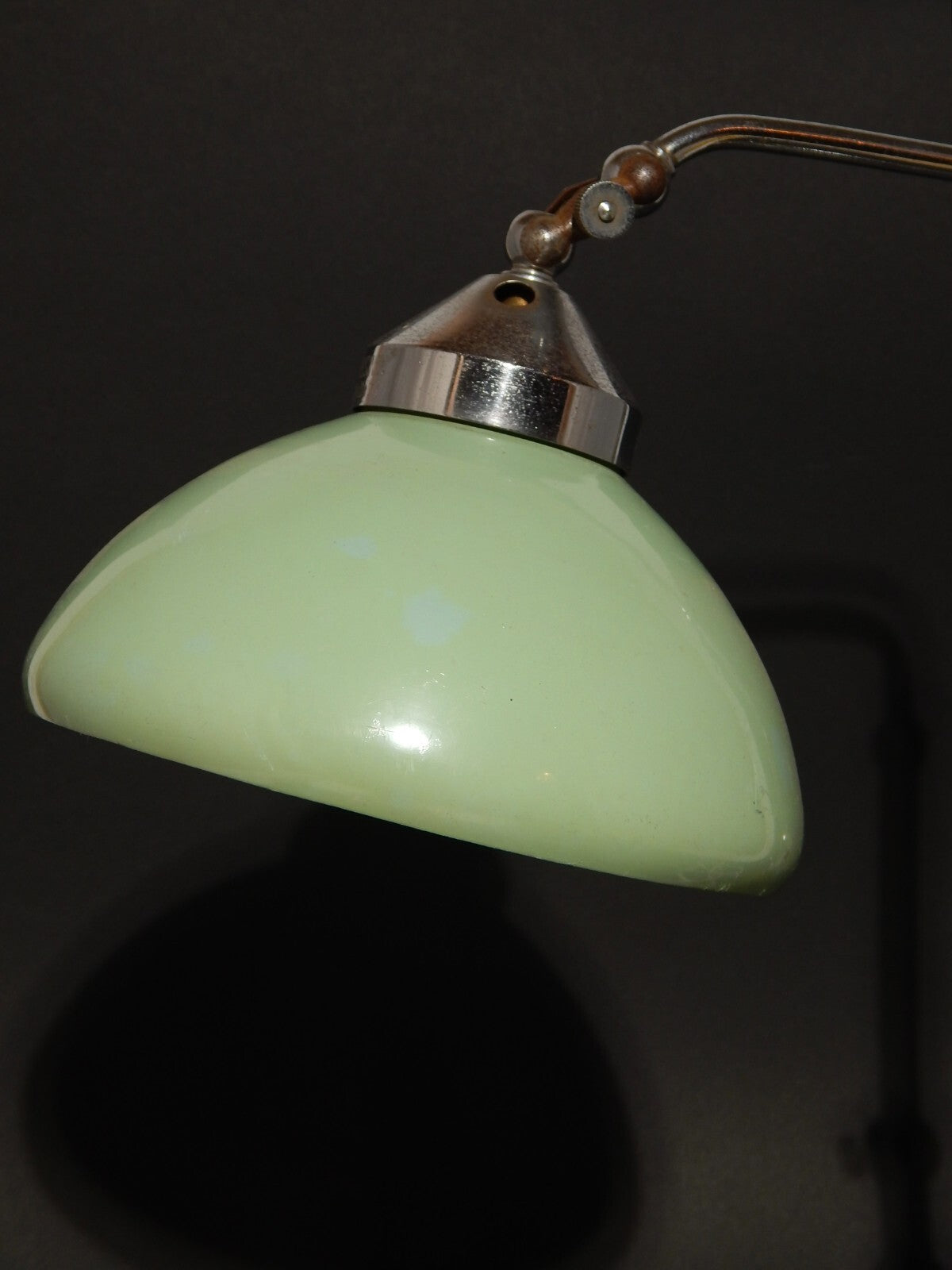 ANTICA RARA LAMPADA TAVOLO SCRIVANIA ART DECO MINISTERO PARALUME LATTA VERDE