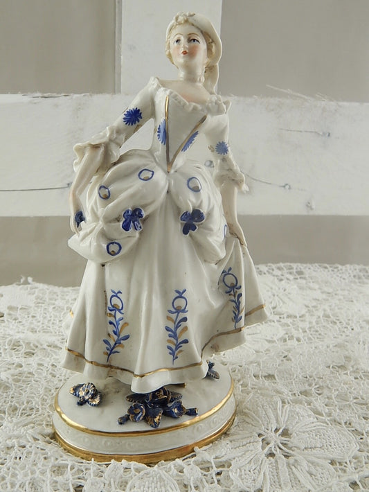 ANTICA PREZIOSA PORCELLANA COPPIA STATUINE DRESDA SITZENDORF DIPINTE A MANO