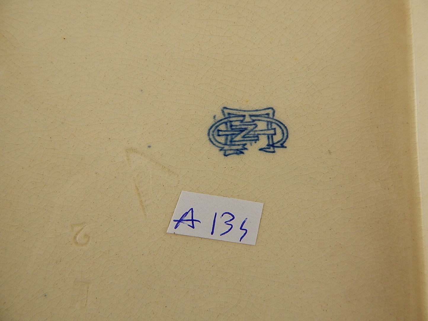 ANTICO 1875 CENTROTAVOLA CERAMICA PORCELLANA OPACA GIEN DECORO BLU ALLA ROUEN