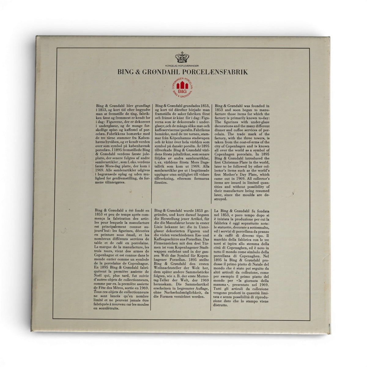 Confezione originale del piatto da collezione Carl Larsson Boscaiolo di Bing&Grondahl