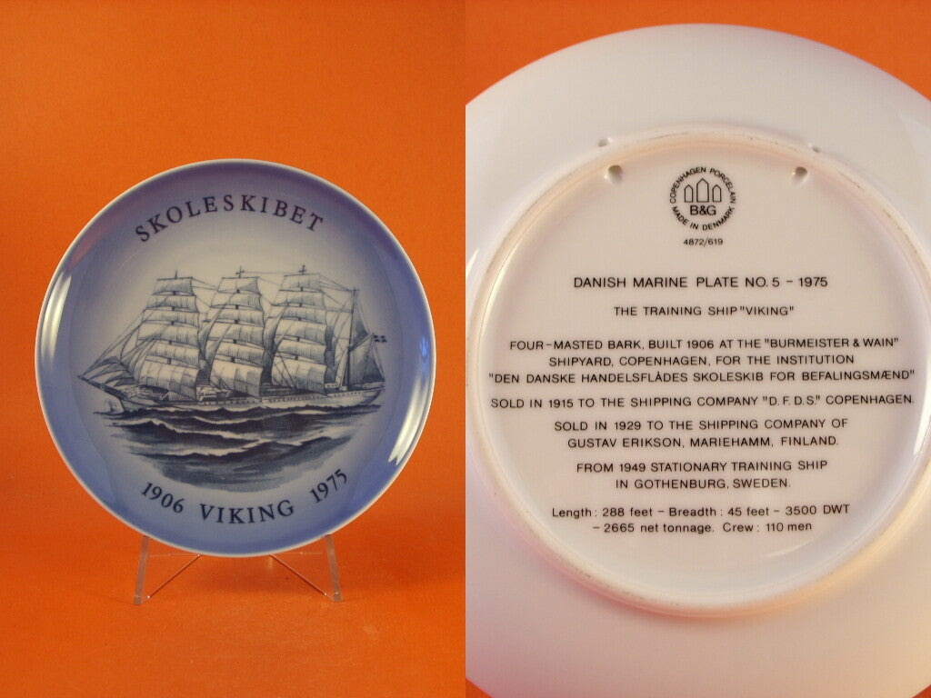 Retro del piatto con descrizione storica della nave Viking
