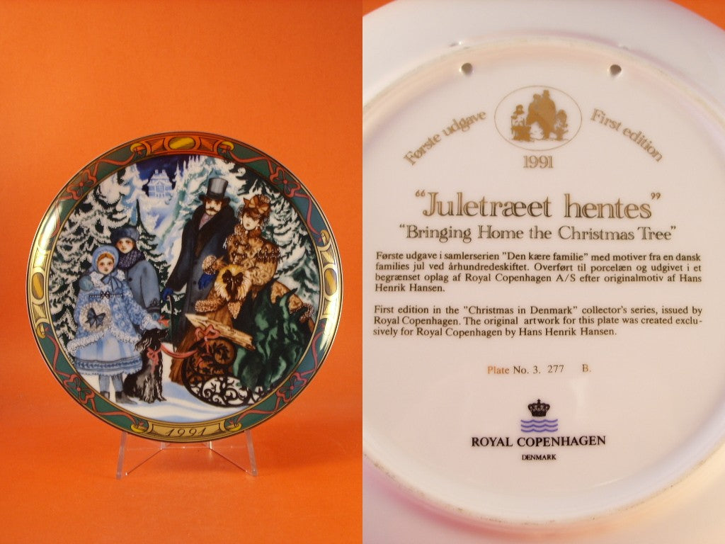 Piatto da collezione danese Royal Copenhagen in porcellana Christmas in Denmark Christmas Shopping edizione limitata 1992
