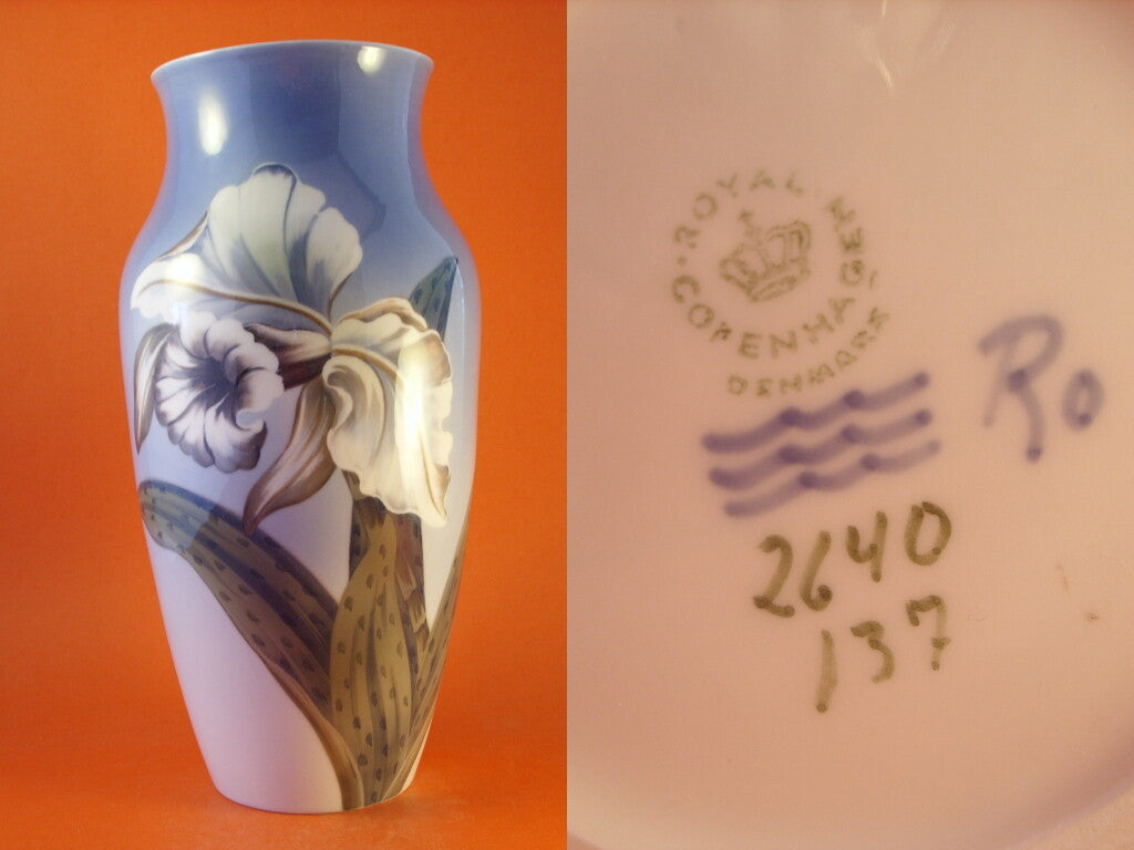 Royal Copenhagen Vaso in "Fiori Bianchi" cod 2640/137 decorazione porcellana da collezione, cm 32