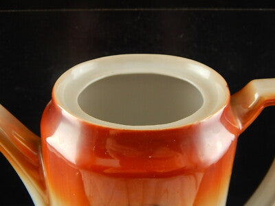 ANTICO SET DA CAFFÈ PORCELLANA DECORO A LUSTRO ARANCIO SCENA GALANTE FINE 800