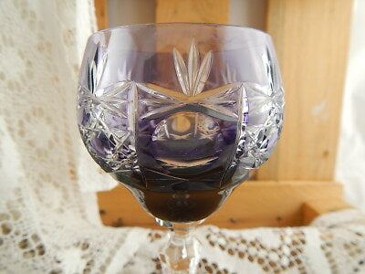 PREZIOSO ANTICO BICCHIERE CALICE ROMER CRISTALLO INCISO PUNTA DIAMANTE VIOLA