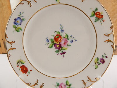 ANTICO PIATTO PORCELLANA PARIGI INIZIO 800 DIPINTO MANO FIORI POLICROMI IMPERO*