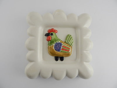 VINTAGE RARISSIMA FORMELLA CERAMICA DESIGNER LENE THUN "LA GALLINA" VECCHIA THUN