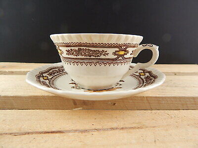 ANTICA TAZZA TÈ E PIATTINO MASON'S PATENT IRONSTONE CHINA DECORO MANCHU DIFETTO