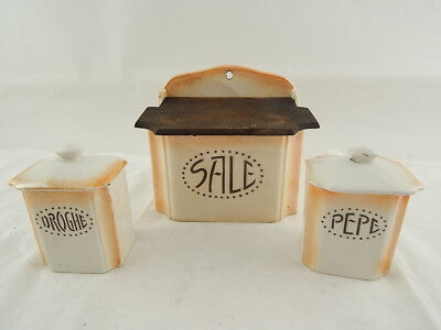 ANTICO RARO PORTA SALE PARETE CERAMICA E DROGHE CERAMICA LOMBARDA ELEFANTINO