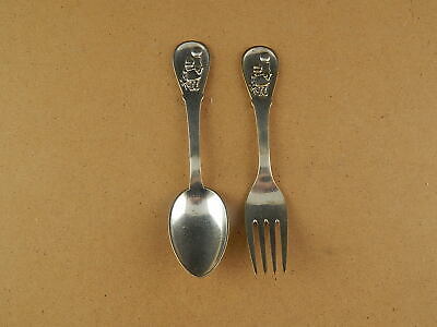 ANTICO CUCCHIAIO E FORCHETTA BIMBI PLACCATO ARGENTO 925 SILVER PLATED COLLEZIONE