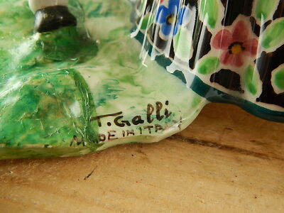 ANTICA SCULTURA TIZIANO GALLI MADE IN ITALY CERAMICA FINE ANNI 30 DONNA E ASINO