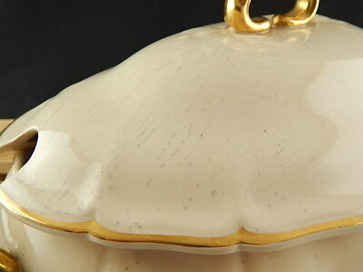 ANTICA ART DECO ZUPPIERA CENTROTAVOLA CERAMICA DECORO ORO VILLEROY&BOCH METTLACH