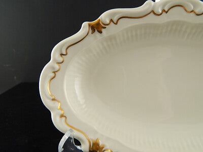 ROCAILLE VEB REICHENBACH PIATTO OVALE VASSOIO RAVIERA PORCELLANA BIANCO ORO