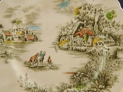 SET 6 PIATTI DESSERT SEMI PORCELLANA JOHNSON BROS HAPPY ENGLAND STAMPA MANO