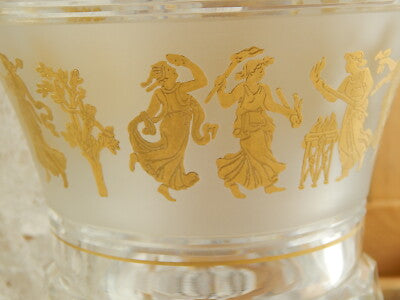 VAL ST LAMBERT FIRMATO VASO CRISTALLO MOLATO JUPITER DANSE DE FLORE ORO 24 K