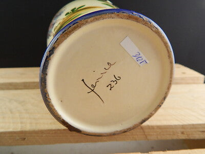 ANTICO 1920 RARO VASO BIANSATO POLICROMO CERAMICA MAIOLICA ALBISOLA FENICE #