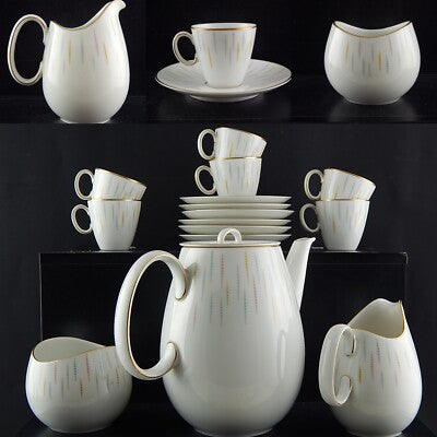 VINTAGE SERVIZIO DA CAFFÈ ROSENTHAL THOMAS PREZIOSA PORCELLANA PROFILO ORO