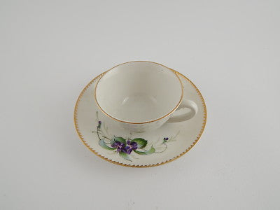 ANTICO MIX&MATCH PORCELLANA TAZZA LAVENO PIATTO DIPINTO MANO VIOLE BING GRONDAHL