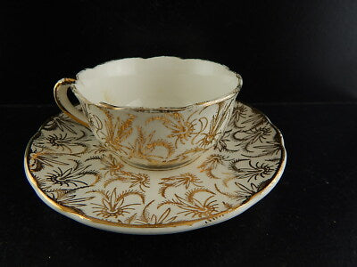 ANTICA RARA TAZZA SARREGUEMINES DIGOIN 1920 CERAMICA BIANCA ORO ZECCHINO #6556