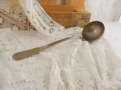 POSATE DA TAVOLA ANTICO MESTOLO ALPACCA ARGENTONE INIZIO 1900 MARCHIATO I. B.