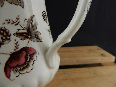 ANTICA CAFFETTIERA CERAMICA OLD CHELSEA GRINDLEY STAMPA A MANO IL GELSO LE MORE