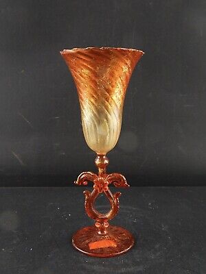 VINTAGE TIPETTO DEL DOGE CALICE MURANO VETRO SOFFIATO ARTISTICO COLLEZIONE #8559
