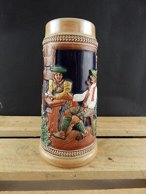 ANTICO AUTENTICO BOCCALE BIRRA GERZ CERAMICA TEDESCO COLLEZIONE MADE IN GERMANY