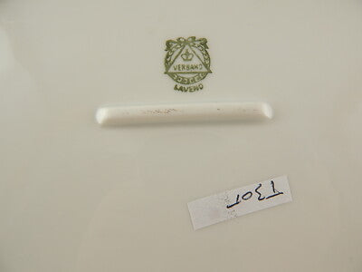 ANTICO ART DECO VERBANO LAVENO PIATTO OVALE VASSOIO PORCELLANA DECORO ARGENTO