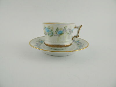 ANTICO PREZIOSO SET CAFFE' PORCELLANA LIMOGES GIRAUD DECORO MANO ORO IN RILIEVO