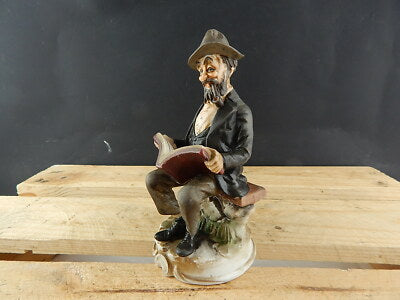 ANTICA STATUINA CERAMICA MARCHIO CAPODIMONTE N BLU CORONATA