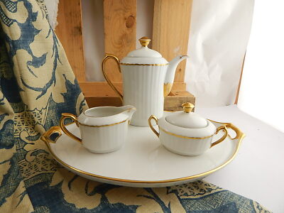 ANTICO SET CAFFETTIERA LATTIERA ZUCCHERIERA PORCELLANA GEBRUDER SCHOENAU SWAINE