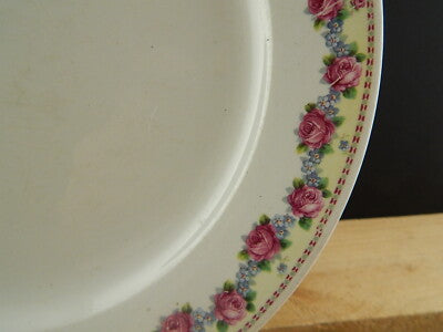 ANTICO RARO PIATTO FINE 800 CERAMICA LOMBARDA ELEFANTINO GHIRLANDA ROSELLINE