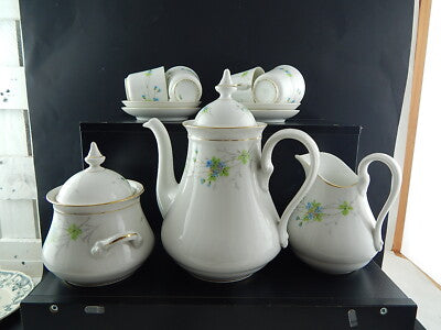 SUPERBO PREZIOSO GINORI SERVIZIO CAFFE' DA 4 PORCELLANA FINE 1800 DECORO A MANO