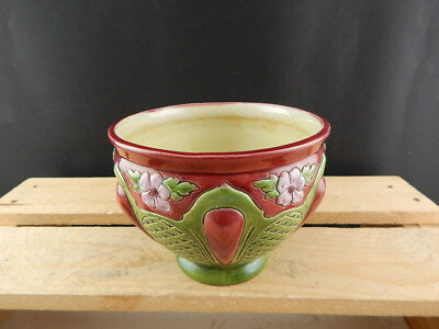 ANTICO UNICO CACHEPOT VASO BARBOTINE CERAMICA MAIOLICA SCHILLER & SONS BODENBACH
