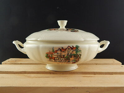 ANTICA RARA ZUPPIERA CERAMICA SEMI PORCELLANA INGLESE OLD BRIDGE EARTHENWARE