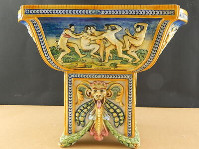 PREZIOSO CENTROTAVOLA FAUNI MASCHERONI CERAMICA LA COLONNATA S.FIORENTINO