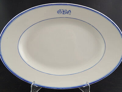 ANTICO PREZIOSO VASSOIO RAVIERA PORCELLANA DI PARIGI PROFILI BLU FINE 800