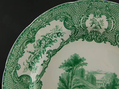 COPELAND & GARRETT 1833-1847 ANTICO PREZIOSO PIATTO ALBA CERAMICA POTTERY VERDE