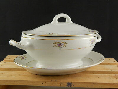 ANTICA RARA ZUPPIERA CON VASSOIO CENTROTAVOLA SOCIETÀ CERAMICA ITALIANA LAVENO